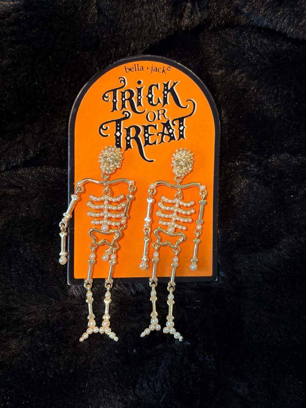 Bella Jack Skeleton Pearl Dangle Earrings